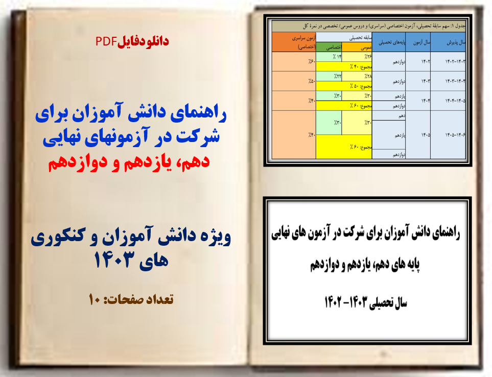 راهنمای دانش آموزان برای شرکت در آزمونهای نهایی  دهم، یازدهم و دوازدهم