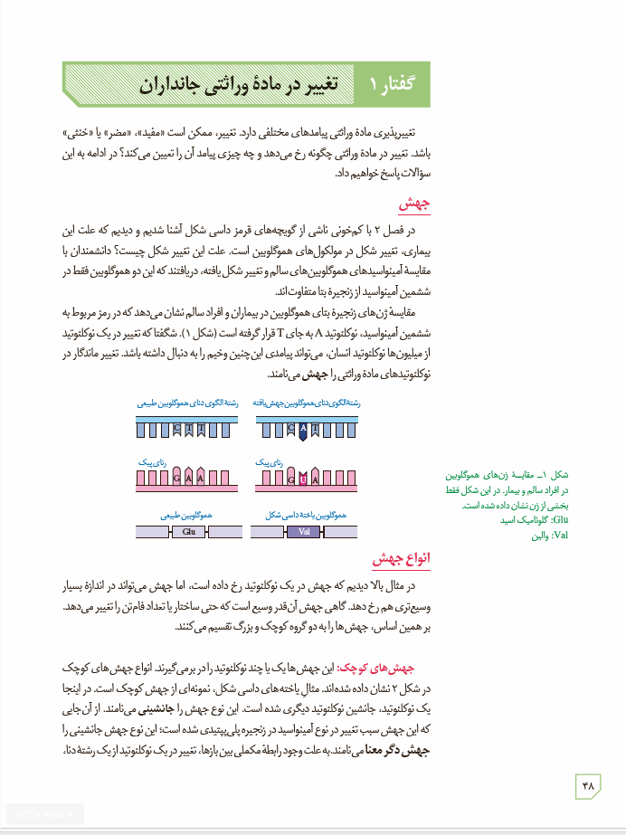 زیست شناسی 3 - پایۀ دوازدهم - دورۀ دوم متوسطه: فصل 4- تغییر در اطلاعات وراثتی : گفتار 1